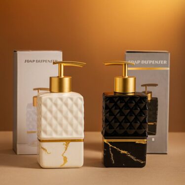 GEREX Ceramic Premium Liquid Soap Dispenser – Stylish Refillable Pump Bottle for Bathroom & Kitchen