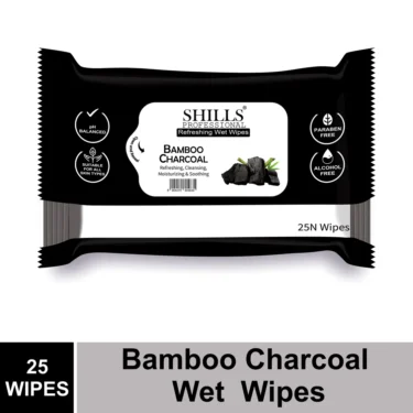 Bamboo Charcoal Refreshing Wet Wipes- 25 Pcs/Pack